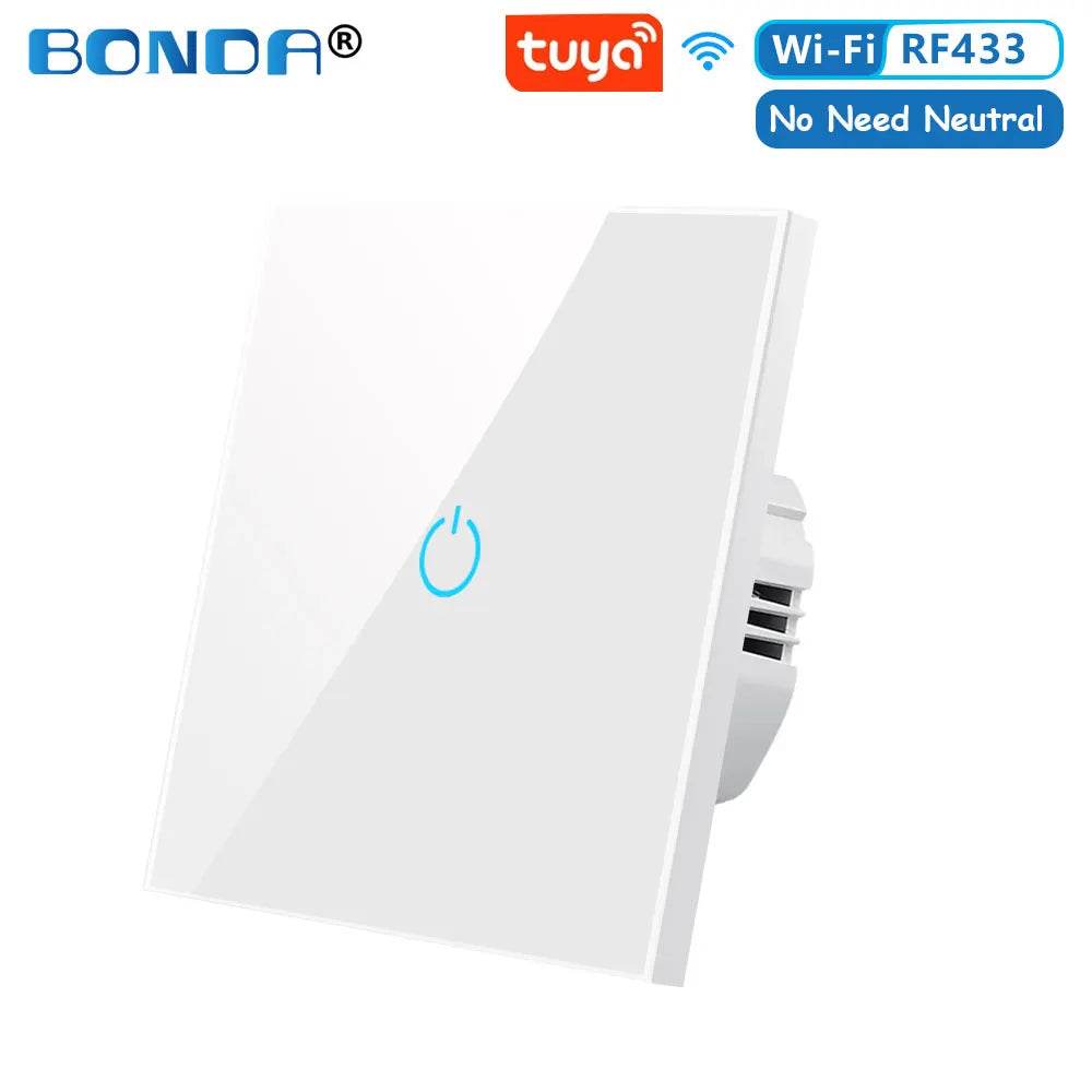 BONDA Smart Switch Alexa RF433 No Neutral Tuya Control Works With Google 1/2/3 Gang Smart Life Home Light WiFi Touch Switches - Dreamy-Designs Store Online