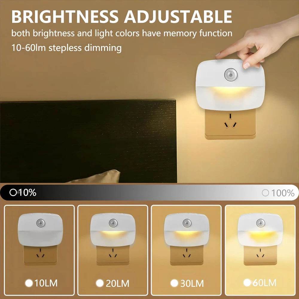 LED Night Light EU Plug In Smart Motion Sensor Light 220V Wall Lamp for Home Aisle WC Hallway Stair Kitchen Bedroom Night Lamp - Dreamy-Designs Store Online