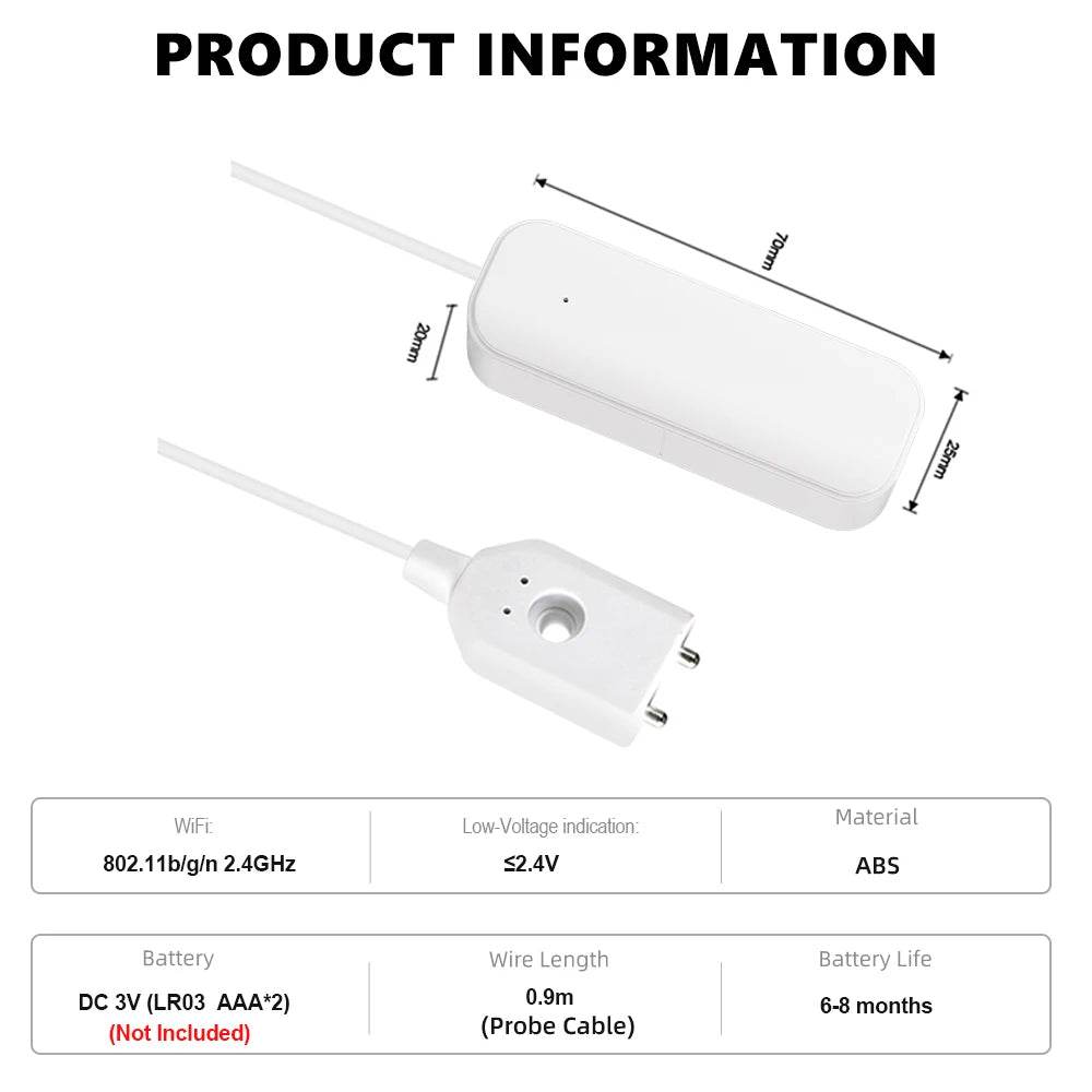 WiFi or Zigbee Water Leak Sensor Tuya Alarm Flood Leak Detector Smart Home Life APP Water Alert Overflow Alarm Security System - Dreamy-Designs Store Online