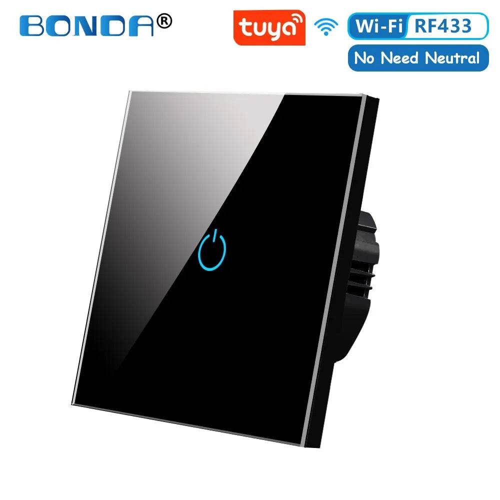 BONDA Smart Switch Alexa RF433 No Neutral Tuya Control Works With Google 1/2/3 Gang Smart Life Home Light WiFi Touch Switches - Dreamy-Designs Store Online