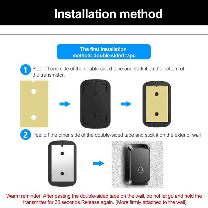 Smart Wireless Doorbell Family Door Bell Chime Kit 300M/1000Ft Long Distance 60 Songs Intelligent Doorbell Kit US EU Plug - Dreamy-Designs Store Online