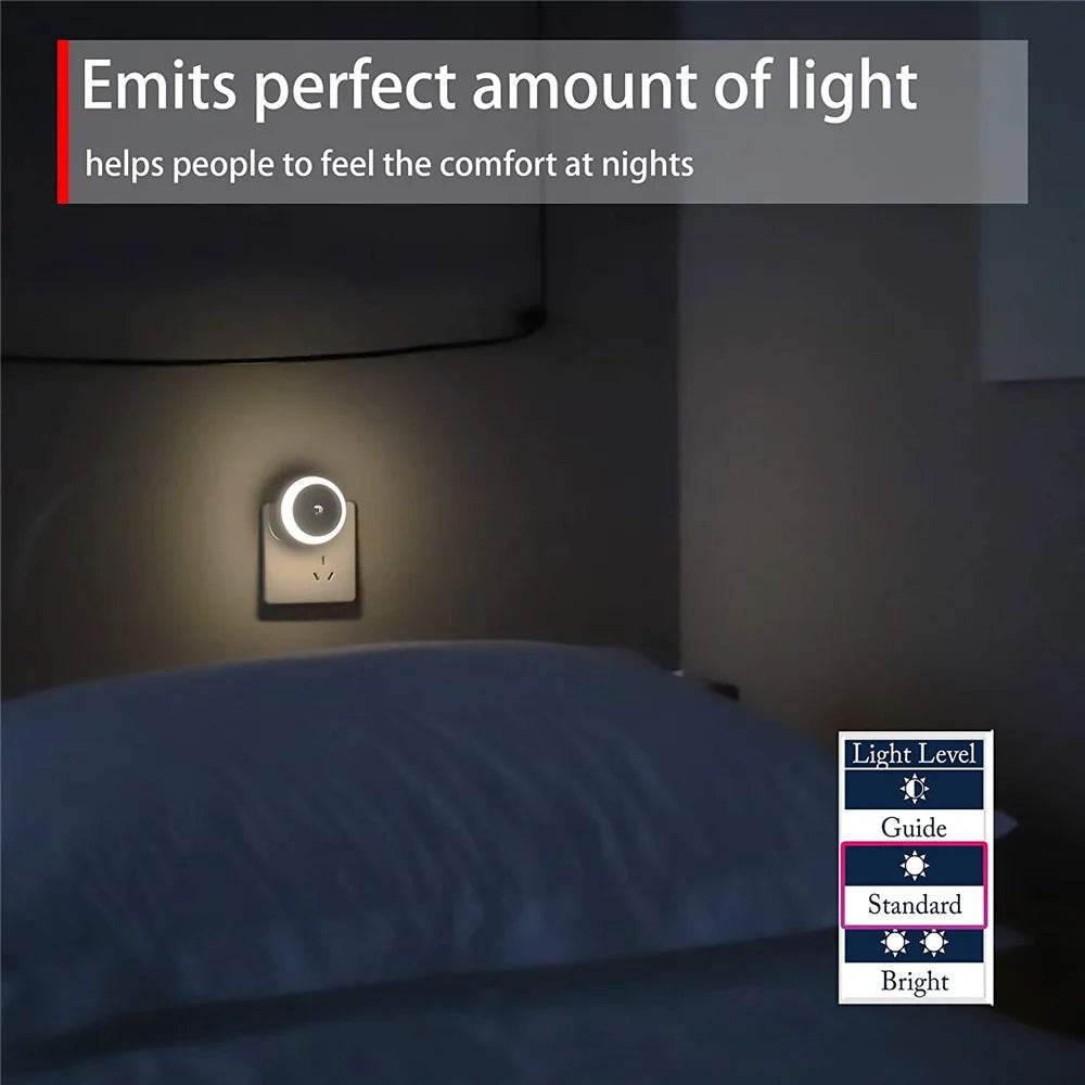LED Night Light Smart Night Sensor Round Plug in Wall Night Lamp Bathroom Home Kitchen Hallway Staireway Bedroom Nightlight - Dreamy-Designs Store Online