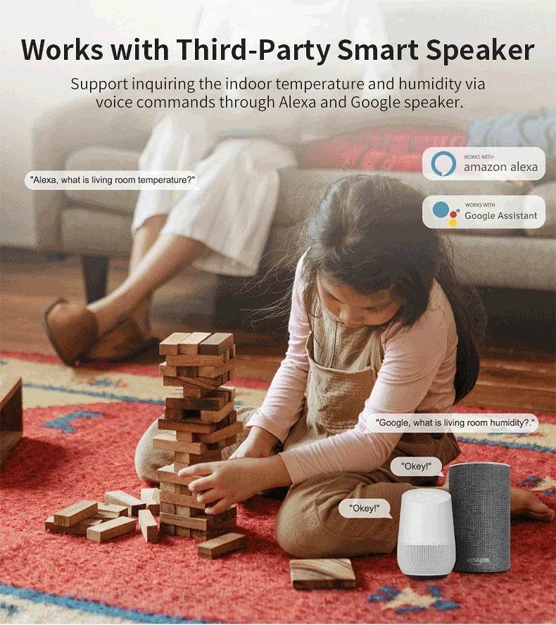 Tuya WiFi Smart Temperature Humidity Sensor Indoor Hygrometer Controller Monitoring Work with Smart Speaker Alexa Google Home - Dreamy-Designs Store Online