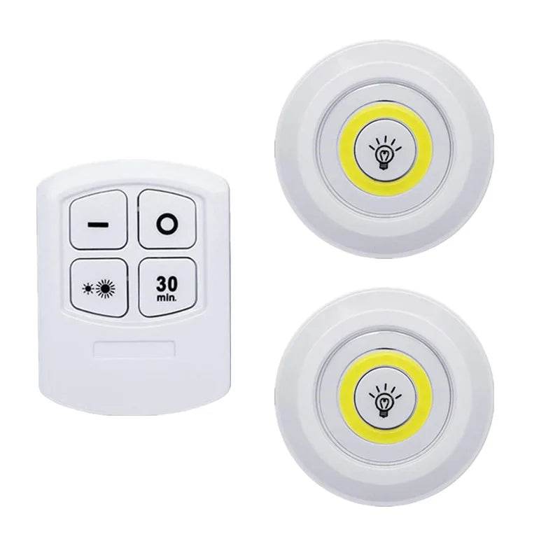 Smart Wireless Led Light Kitchen Under Furniture Dimmable Lamps Bedroom Wardrobe Lighting Round with Remote Control LED Lights - Dreamy-Designs Store Online