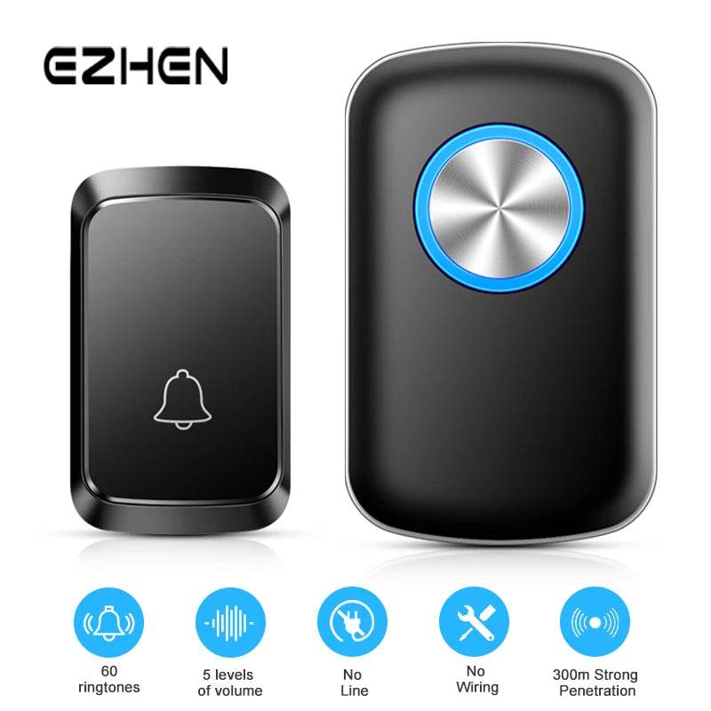 Smart Wireless Doorbell Family Door Bell Chime Kit 300M/1000Ft Long Distance 60 Songs Intelligent Doorbell Kit US EU Plug - Dreamy-Designs Store Online