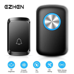 Smart Wireless Doorbell Family Door Bell Chime Kit 300M/1000Ft Long Distance 60 Songs Intelligent Doorbell Kit US EU Plug - Dreamy-Designs Store Online