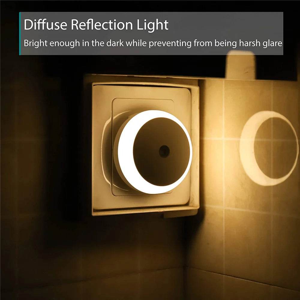 LED Night Light Smart Night Sensor Round Plug in Wall Night Lamp Bathroom Home Kitchen Hallway Staireway Bedroom Nightlight - Dreamy-Designs Store Online