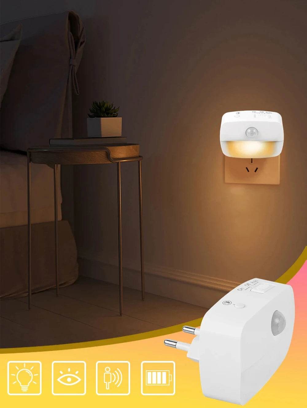 LED Night Light EU Plug In Smart Motion Sensor Light 220V Wall Lamp for Home Aisle WC Hallway Stair Kitchen Bedroom Night Lamp - Dreamy-Designs Store Online