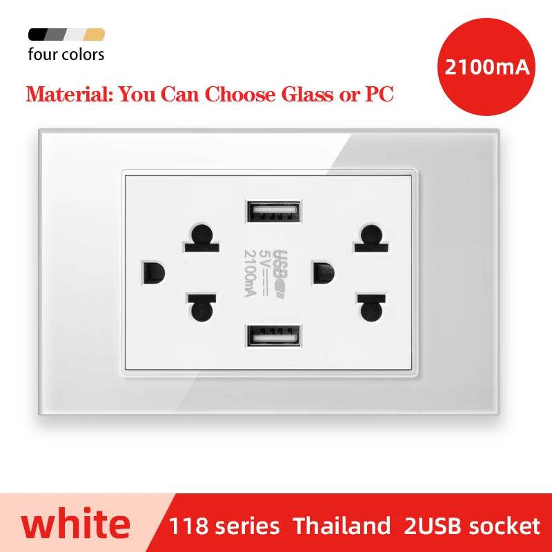 Herepow 118 Series Thailand American Standard Dual USB Wall Socket Smart Home Appliance Plug Adapter Type-c 3.1A Fast Charging - Dreamy-Designs Store Online
