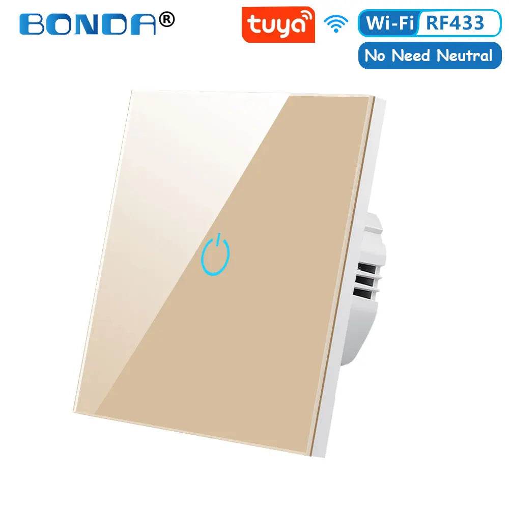 BONDA Smart Switch Alexa RF433 No Neutral Tuya Control Works With Google 1/2/3 Gang Smart Life Home Light WiFi Touch Switches - Dreamy-Designs Store Online