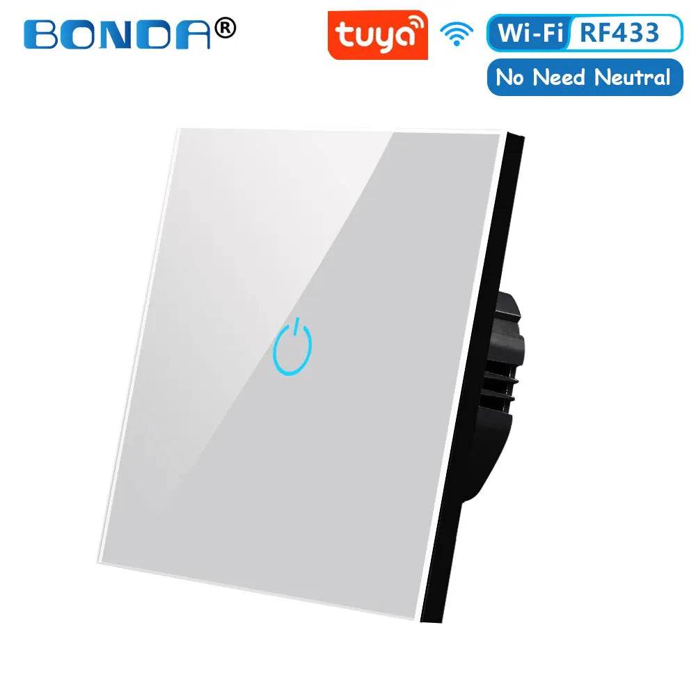 BONDA Smart Switch Alexa RF433 No Neutral Tuya Control Works With Google 1/2/3 Gang Smart Life Home Light WiFi Touch Switches - Dreamy-Designs Store Online
