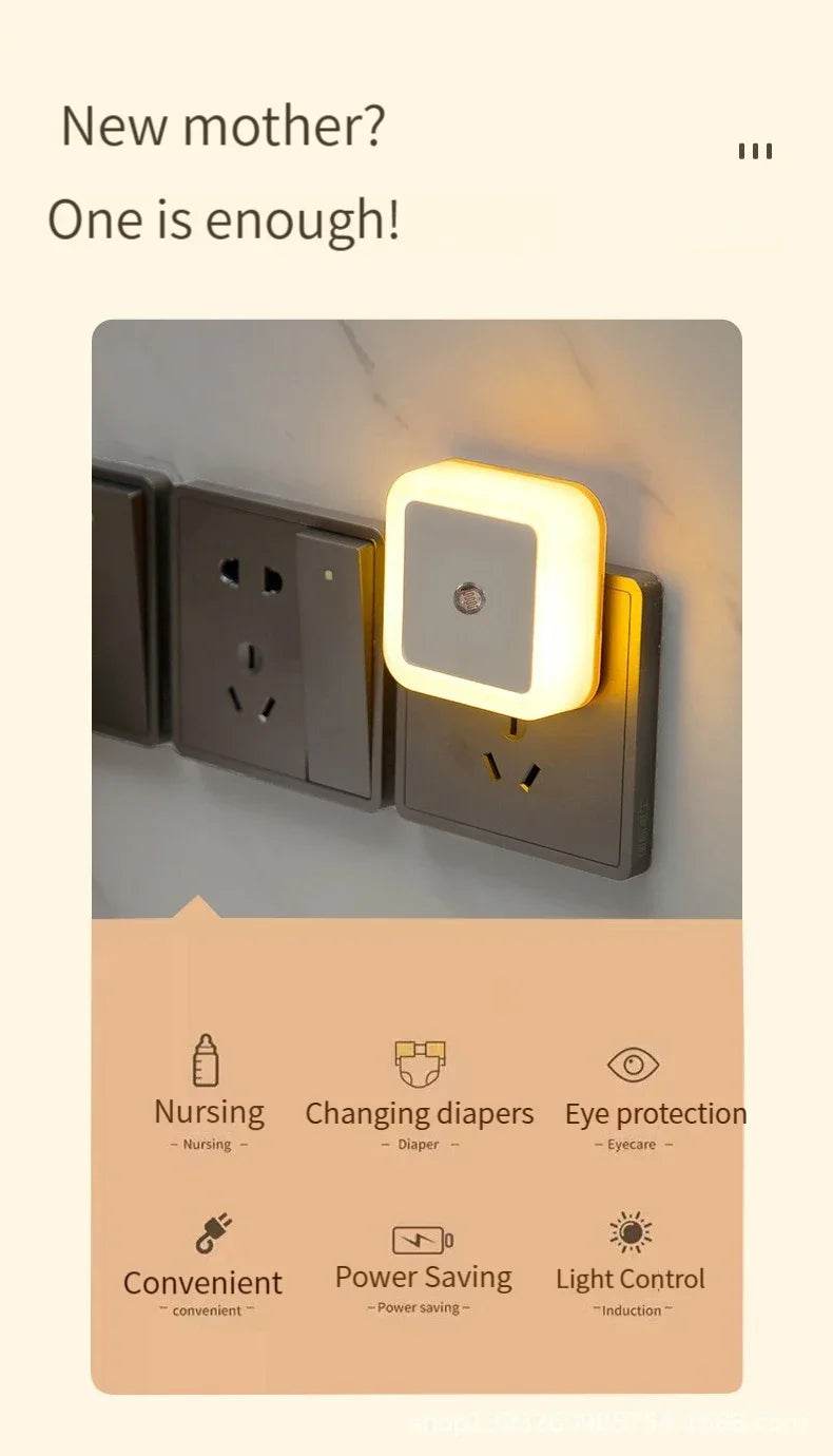 Mini LED Night Light EU Plug In Smart Control Sensor Ambient Light For Home Aisle WC Hallway Stair Bedroom Children's Night Lamp - Dreamy-Designs Store Online