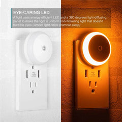 LED Night Light Smart Night Sensor Round Plug in Wall Night Lamp Bathroom Home Kitchen Hallway Staireway Bedroom Nightlight - Dreamy-Designs Store Online