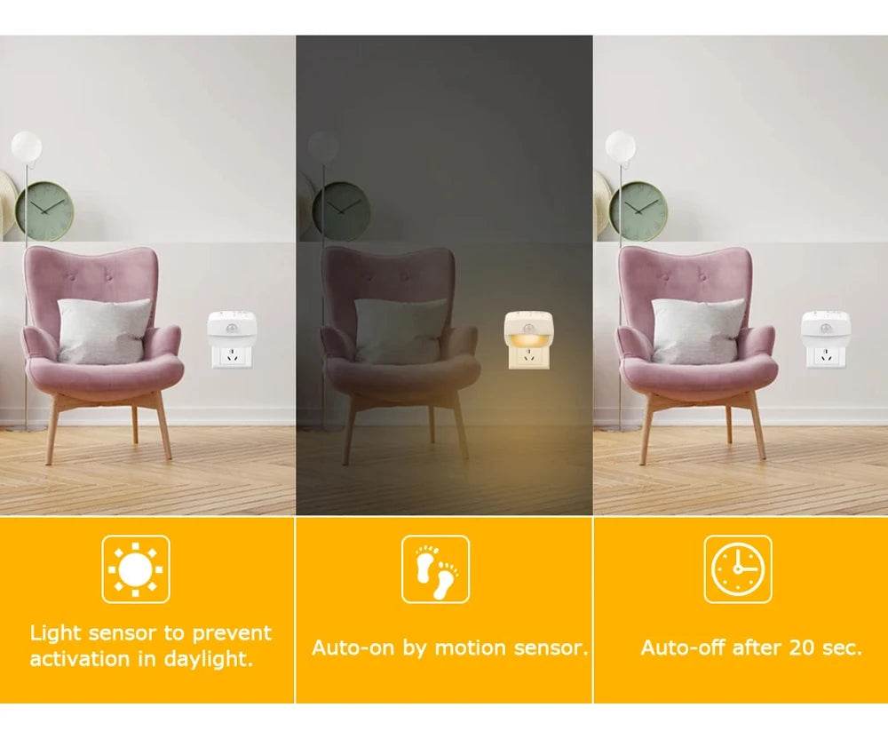 LED Night Light EU Plug In Smart Motion Sensor Light 220V Wall Lamp for Home Aisle WC Hallway Stair Kitchen Bedroom Night Lamp - Dreamy-Designs Store Online