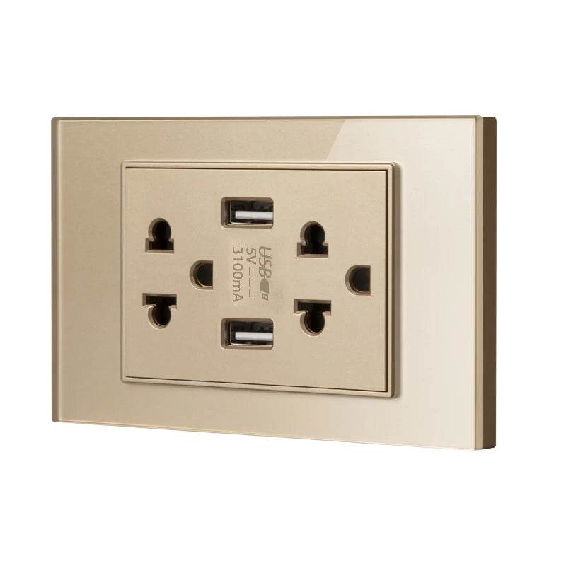 Herepow 118 Series Thailand American Standard Dual USB Wall Socket Smart Home Appliance Plug Adapter Type-c 3.1A Fast Charging - Dreamy-Designs Store Online