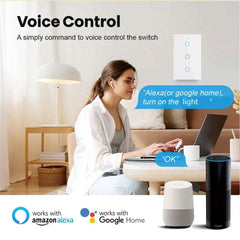 Tuya US WiFi Smart Wall Switch RF433 1/2/3/4 Gang No Neutral Wire Touch Sensor LED Light Switches Smart Home Alexa Google Home - Dreamy-Designs Store Online