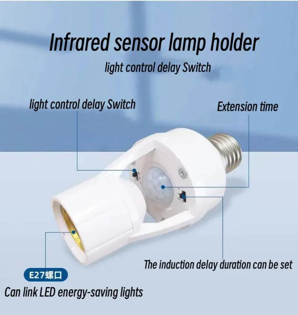 Smart Motion Sensor Light Bulb Holder E27 PIR Induction Sensor Adapter Lamp Base Converter Automatic LED Switch AC 110V 220V - Dreamy-Designs Store Online