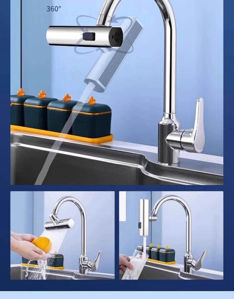 New Kitchen Waterfall Three-mode Universal Swivel Extension Faucet Splash-proof Nozzle Sink Multi-function - Dreamy-Designs Store Online