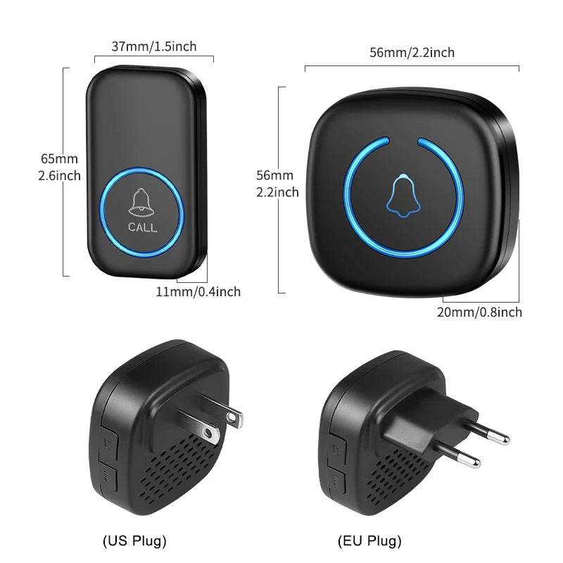 Wireless Doorbell Intelligent Welcome Door Bell 300M/984 FT Remote 60 Songs Melodies Home Smart Doorbell US EU Plug Optional - Dreamy-Designs Store Online