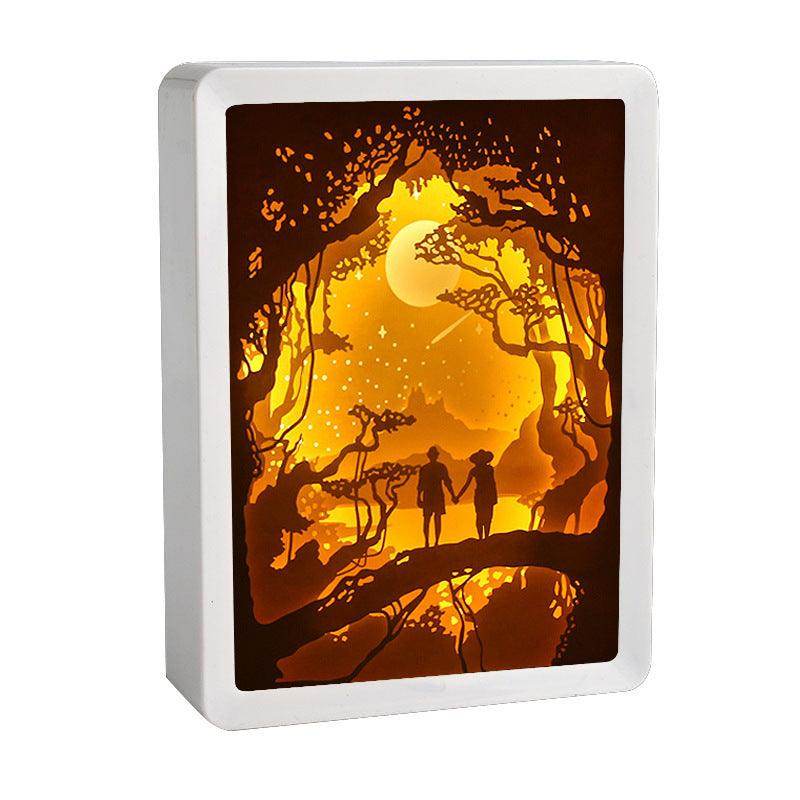 Home Photo Frame Bedside Lamp 3D Light And Shadow Paper Carving Ornaments (USB Powered, Remote Control, Modern Design) - Dreamy-Designs Store Online